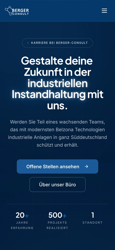 Dieselbe Karriereseite von Berger Consult auf dem Handy