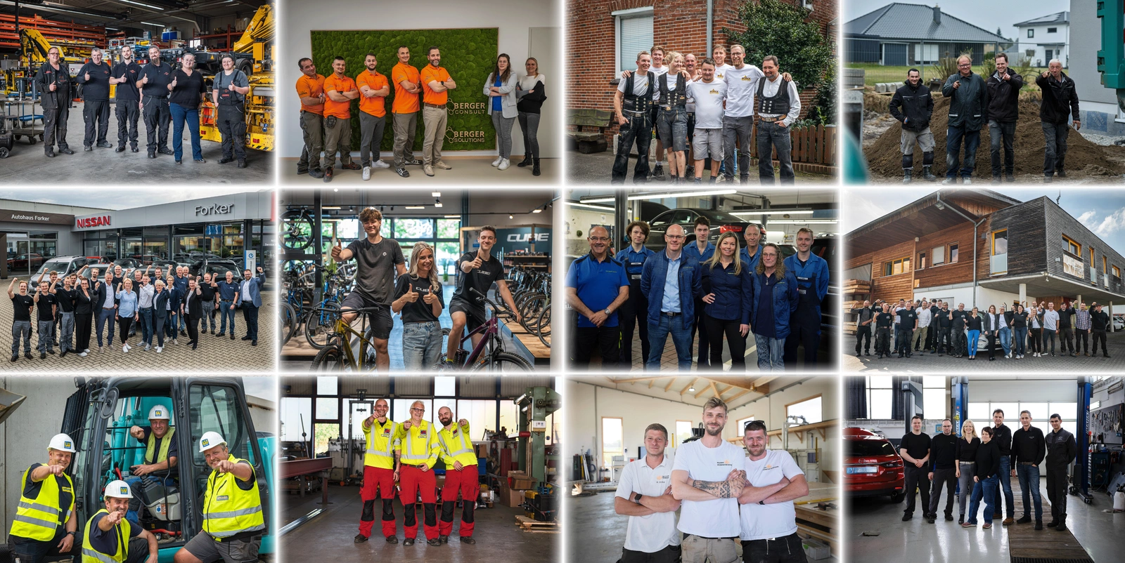 Teamfotos verschiedener Handwerksbetriebe